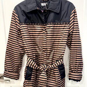 Le Coeur Twinset Jacket Trench Style with Belt - Tan and Black - Small- NWT